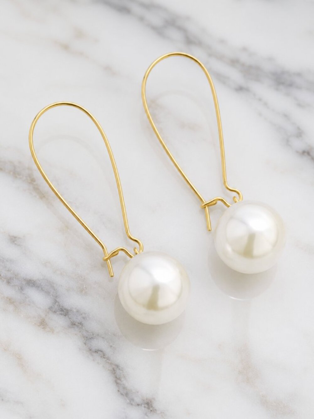 “Brianna” Pearl drop hoop earrings - Picture 3 of 3